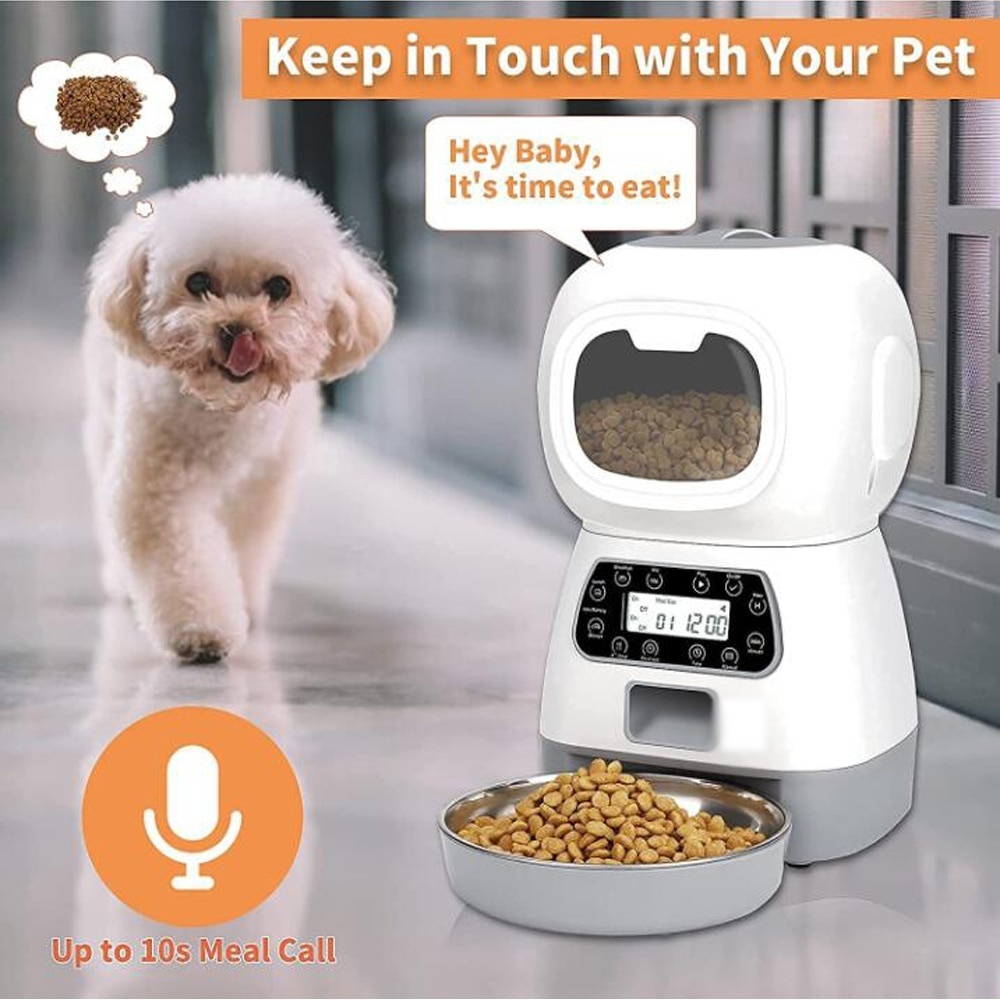 Spot 3.5L Cat Automatic Feeder Intelligent Automatic Dog Feeder Stainless Steel Bowl Pet Feeder Prog