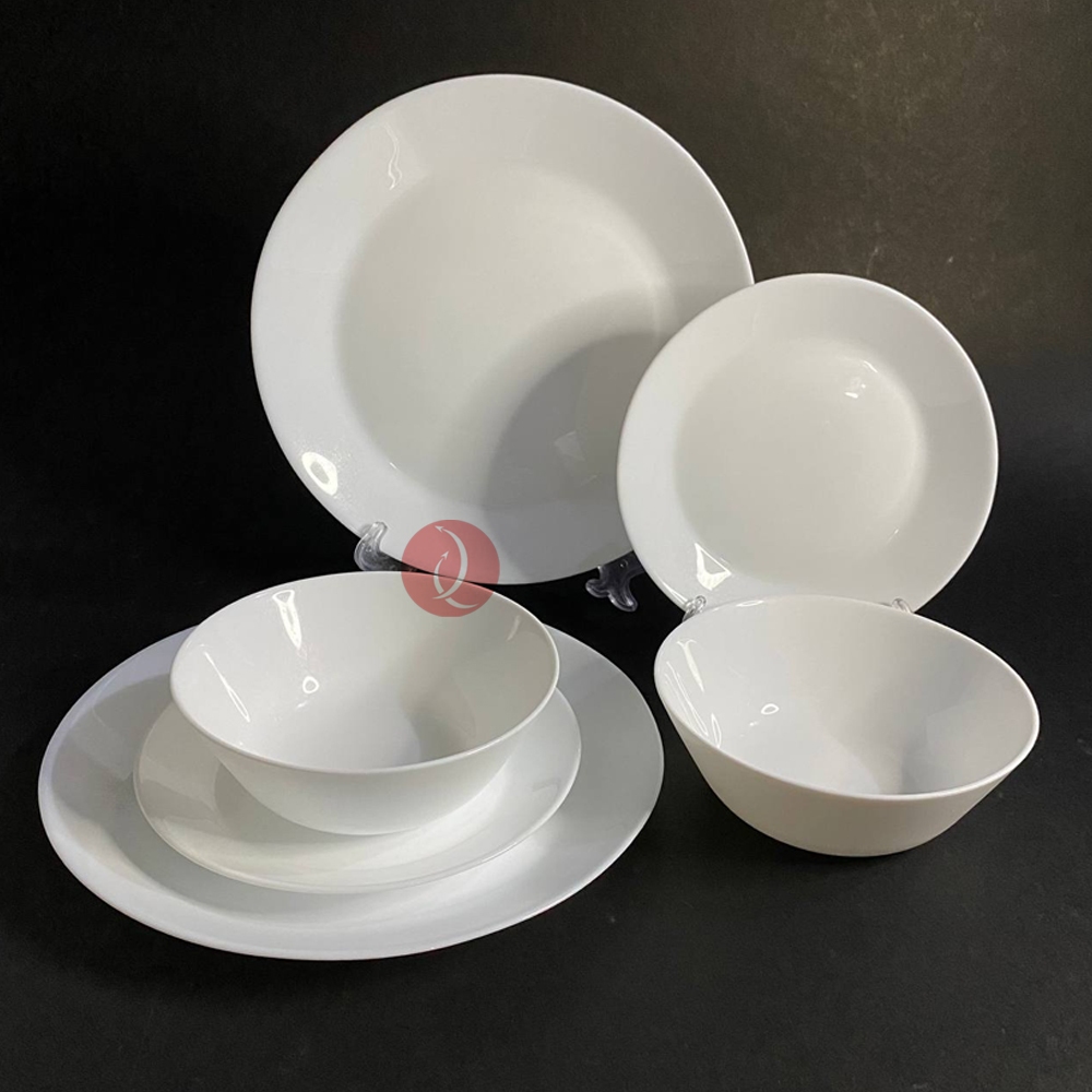 Opal White Dinner Set Royal Dine Ivory 6pcs Set Plates Dessert Plate  Bowl