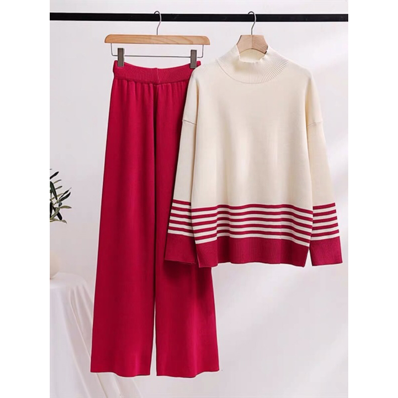 Only.Fashion Longsleeve Stripe Knitted Terno Pants #6603 | Shopee ...