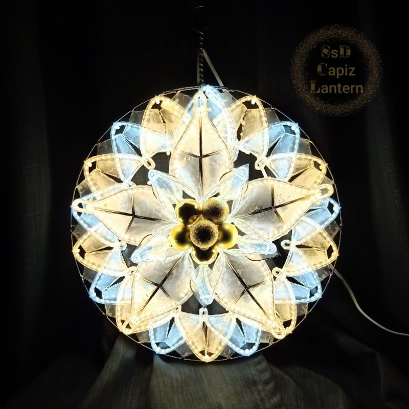 ‼️Capiz Lantern / Christmas Parol Poinsettia PURE LED (16 inches ...