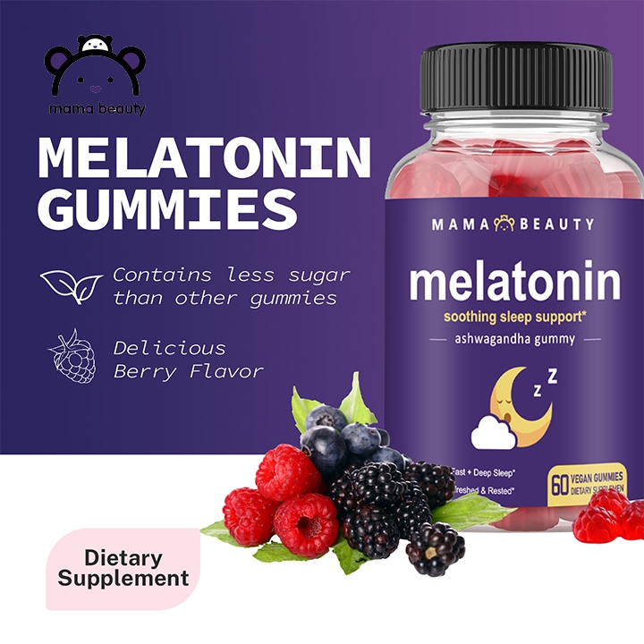 MAMA BEAUTY Melatonin Gummies Improve Sleep Ashwagandha Gummy Aid Relax