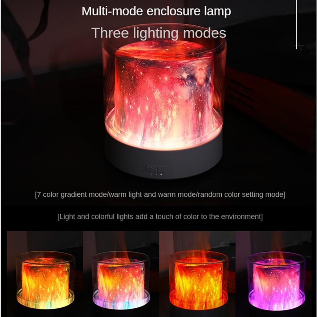 Imitate Starry Fire Flame Humidifier Colorful LED Aromatherapy Diffuser ...