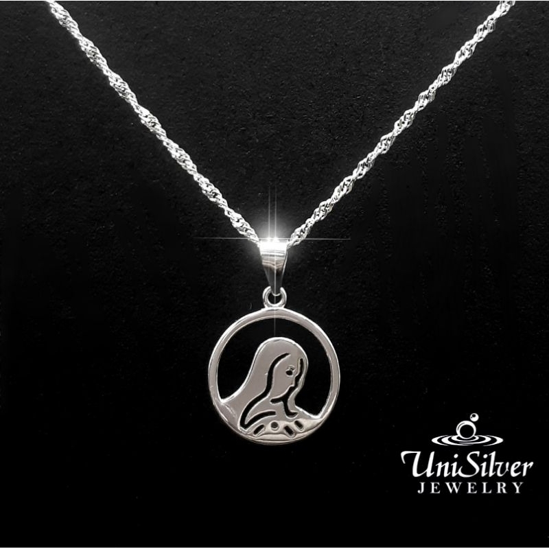 Unisilver 925 Sterling Silver Necklace With Mama Mary Pendant (PS1008
