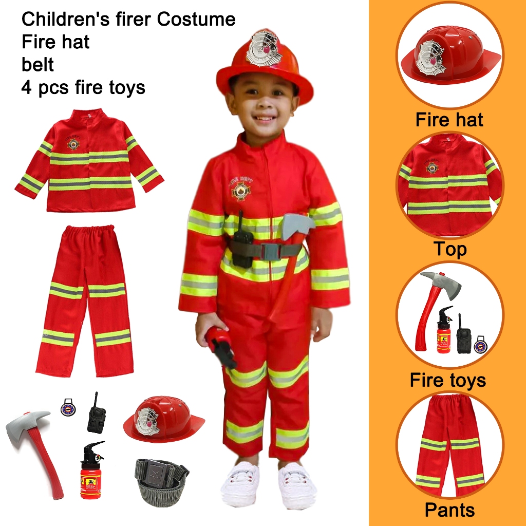 Fireman Costume for Kids Birthday Theme Suit for Boy Girl Career Day ...