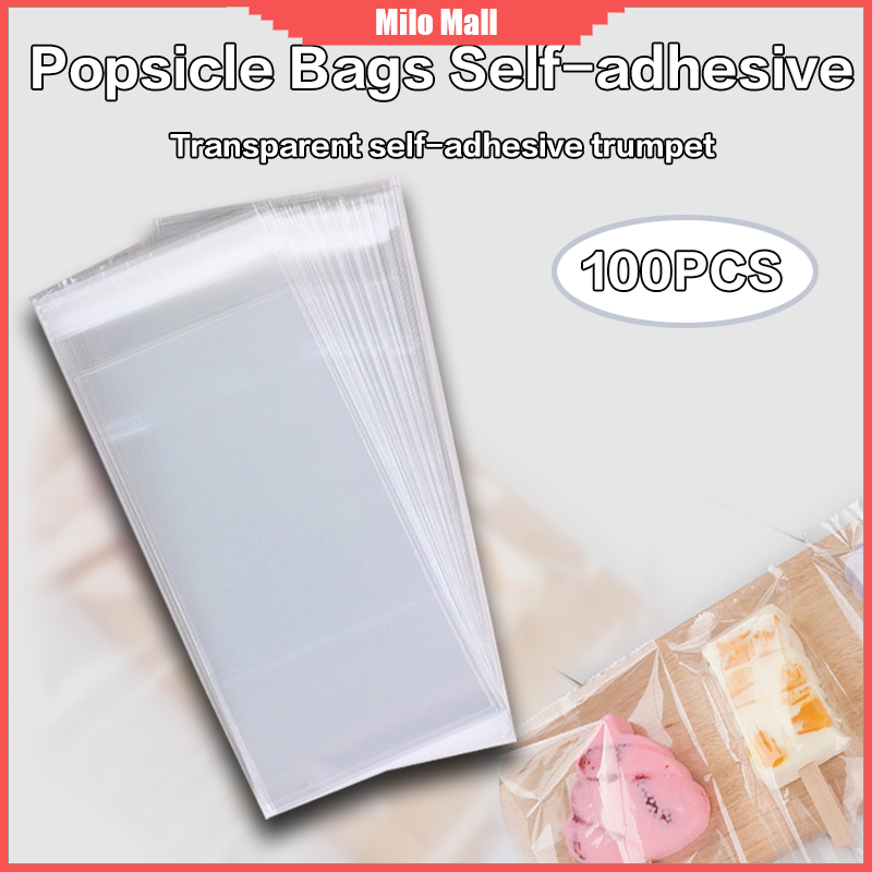 100PCS Ice Cream Plastic Wrappers Bag Transparent Popsicle Bags For ...