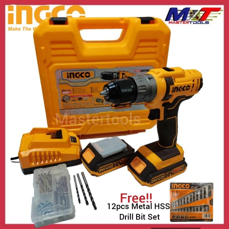 Ingco Cordless Impact Drill 20v CIDLI201452 free drillbit set Shopee