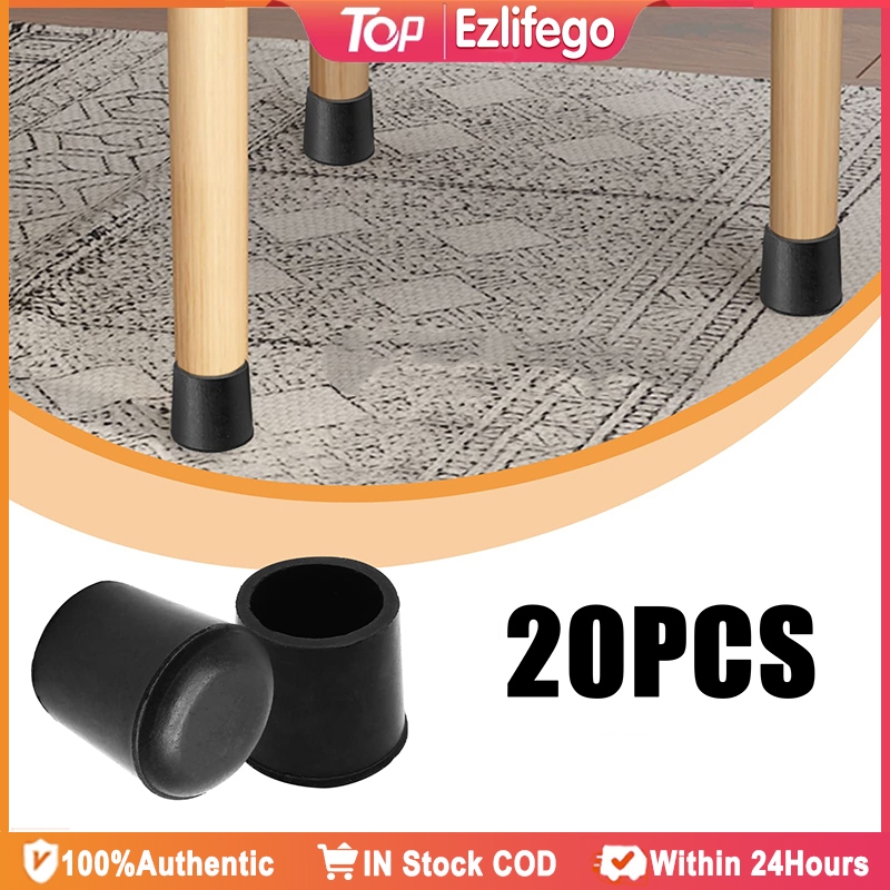 20Pcs Furniture Chair Rubber Foot Cover 19mm Round Rubber Footing Chair