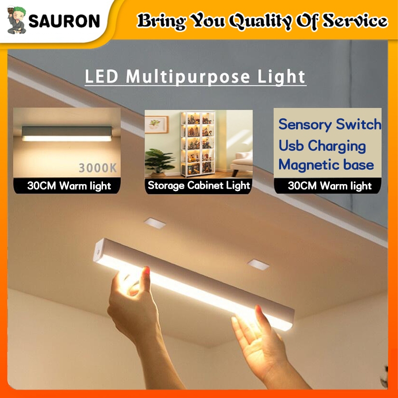 Wireless LED Cabinet Light Motion Sensor Magnetic Night Light USB ...