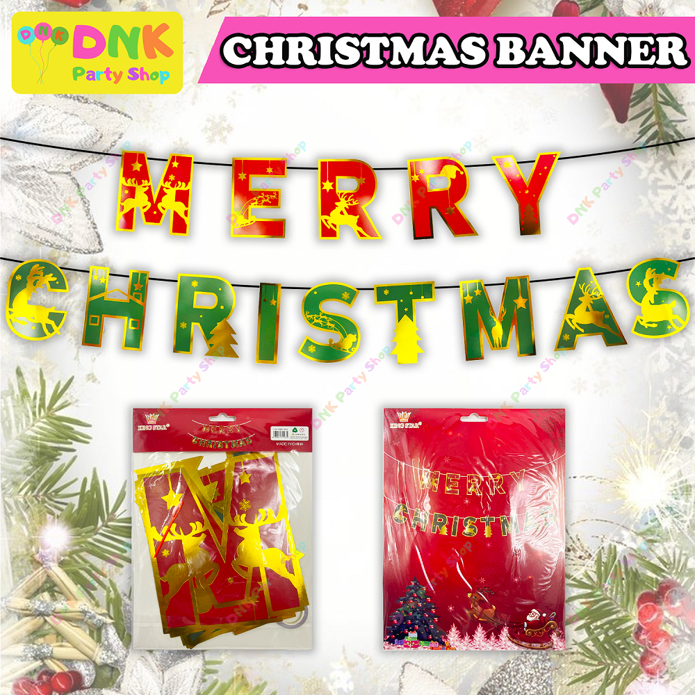 Merry Christmas Cutout Banner Banderitas Shiny Green Red Gold Hanging ...