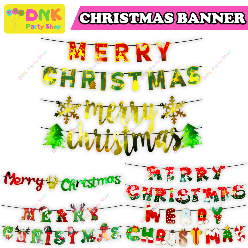 Merry Christmas Cutout Banner Banderitas Shiny Green Red Gold Hanging ...