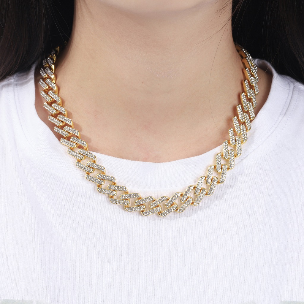 THKL 18K Gold Plated Hip Hop AAA Bling Cuban Chain 2 Row Iced Out ...