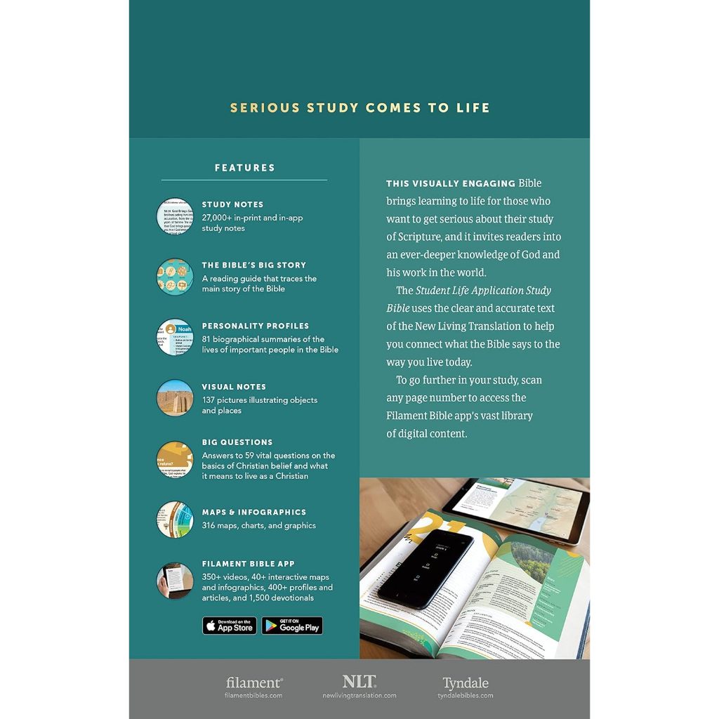 NLT Student Life Application Study Bible (LeatherLike,Teal Blue Striped ...