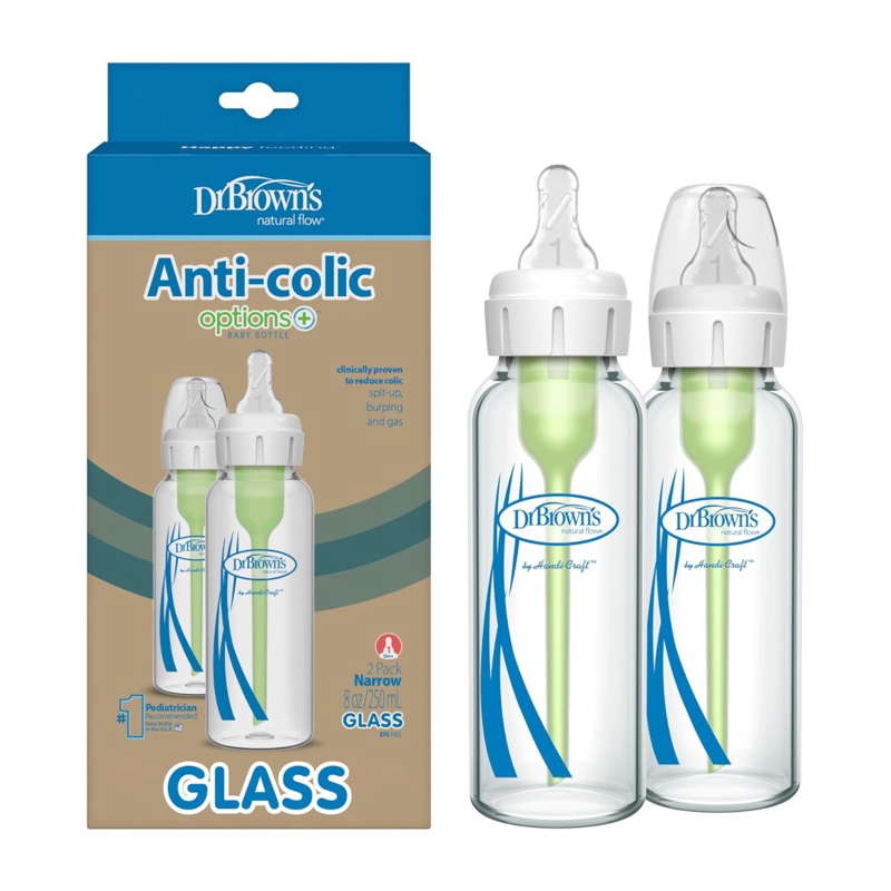 Baby Bottle Glass Natural Anti-colic Bottles 2 Pack Closer To Breastfeeding  For Newborn Babies Infant 0m+ 3oz