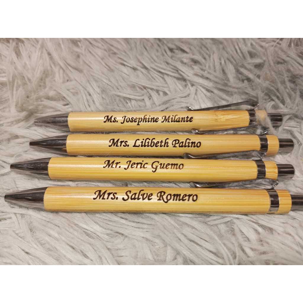 Personalized Bamboo Eco Pen LASER ENGRAVED | Shopee Philippines