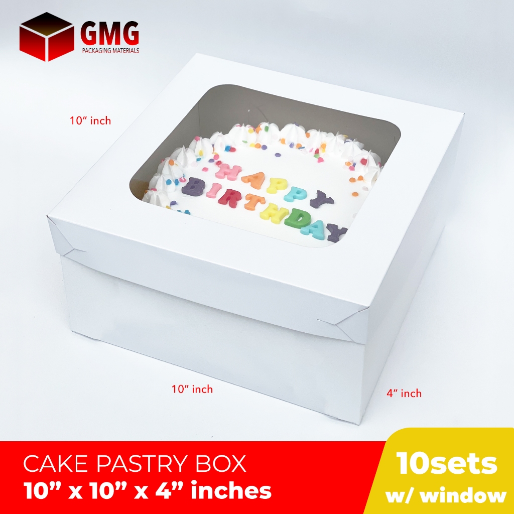 gmg-cake-pastry-box-easy-assembly-w-window-10-x-10-x-4-inches-cover-and