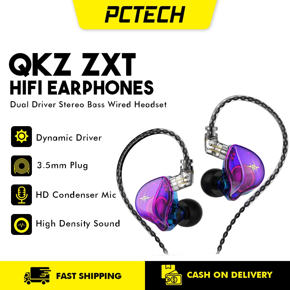 Qkz Zxt Earphones 1 Dynamic Hi Fi Bass Earbuds In Ear Monitor Headphone