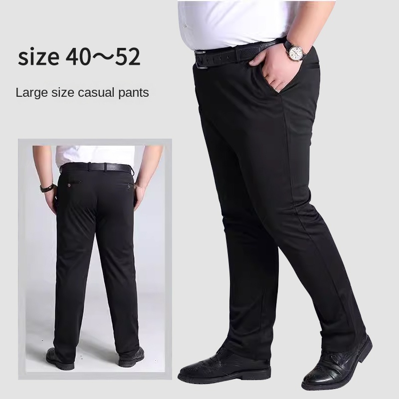 Men's Plus size casual pants Black work pants Elastic fabric Shopee