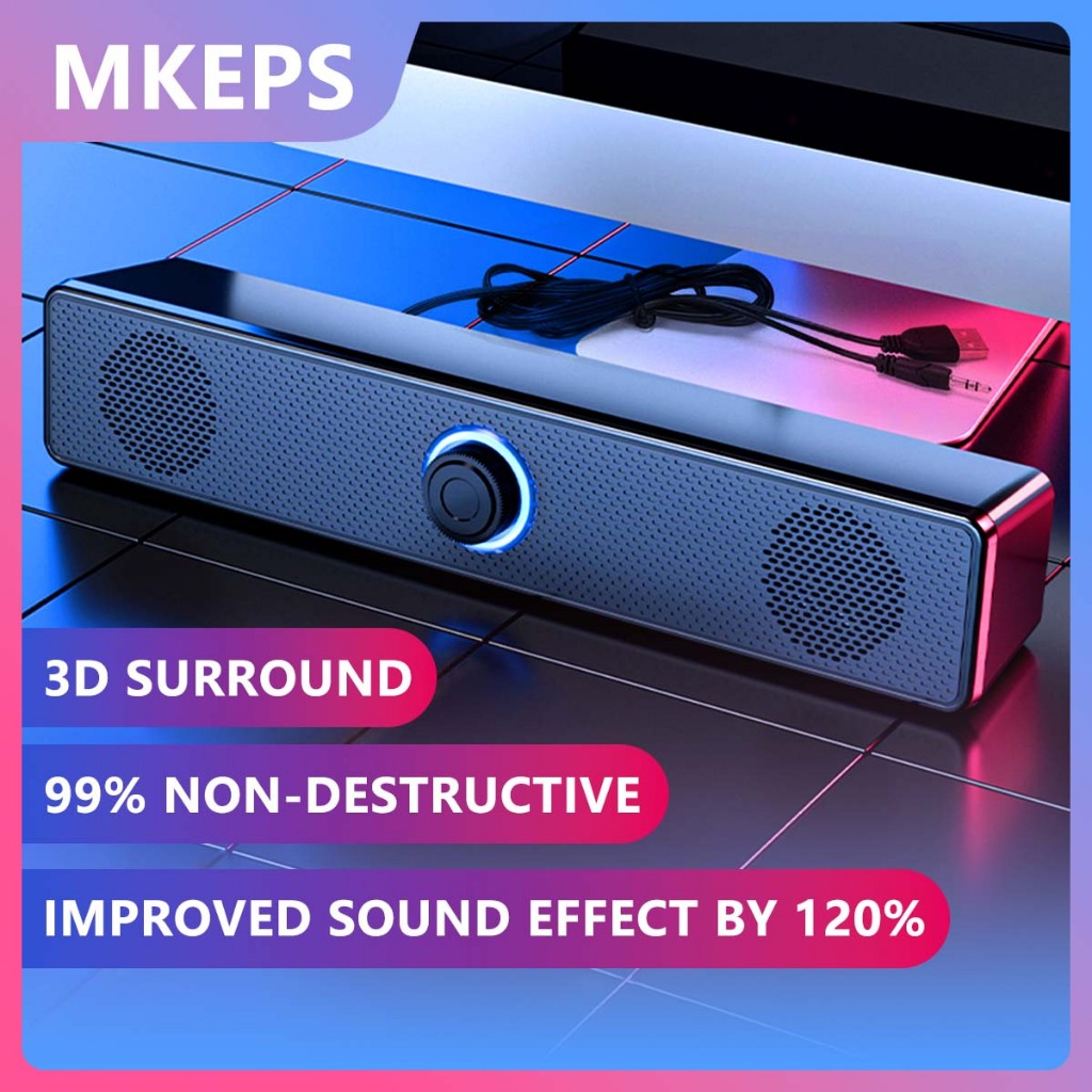 MKEPS Bluetooth Wireless Soundbar Stereo Wired Speaker 3.5MM Audio ...