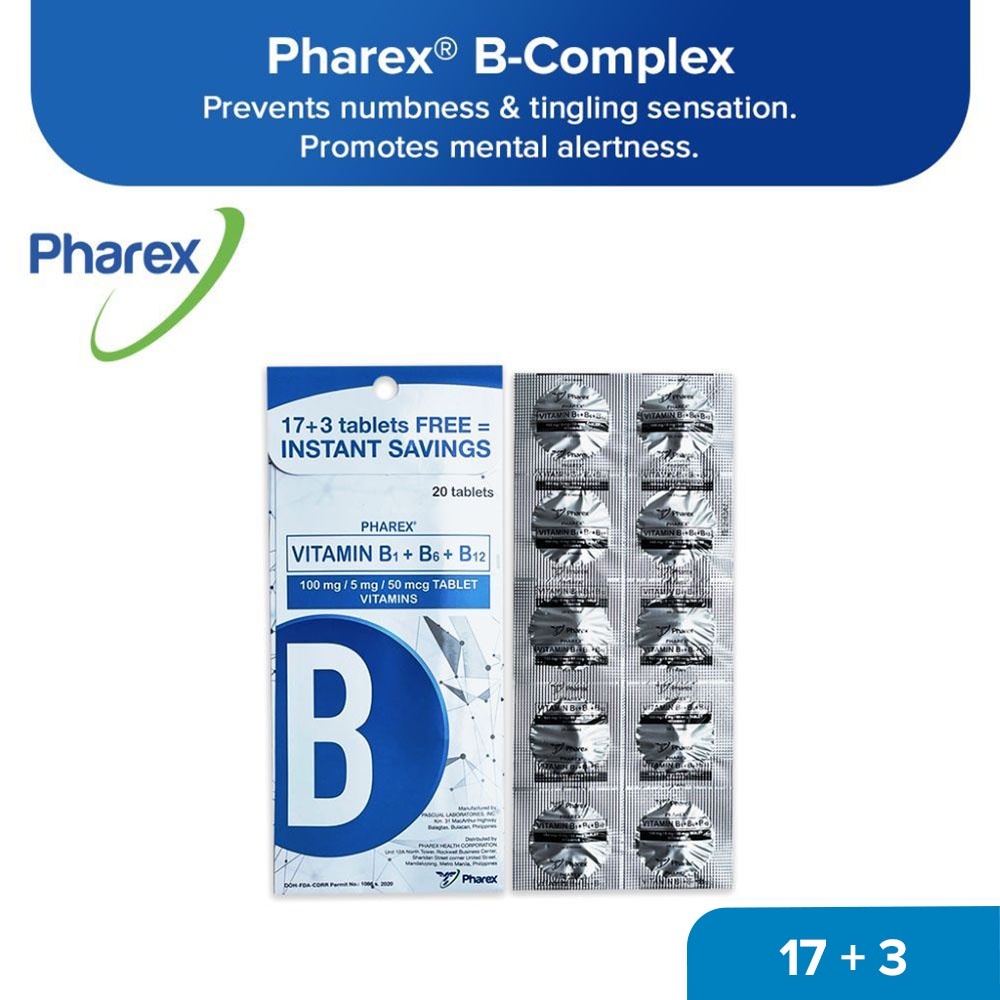 17+3 Pharex B1+B6+B12 Vitamins for Adult 100mg/5mg/50mcg