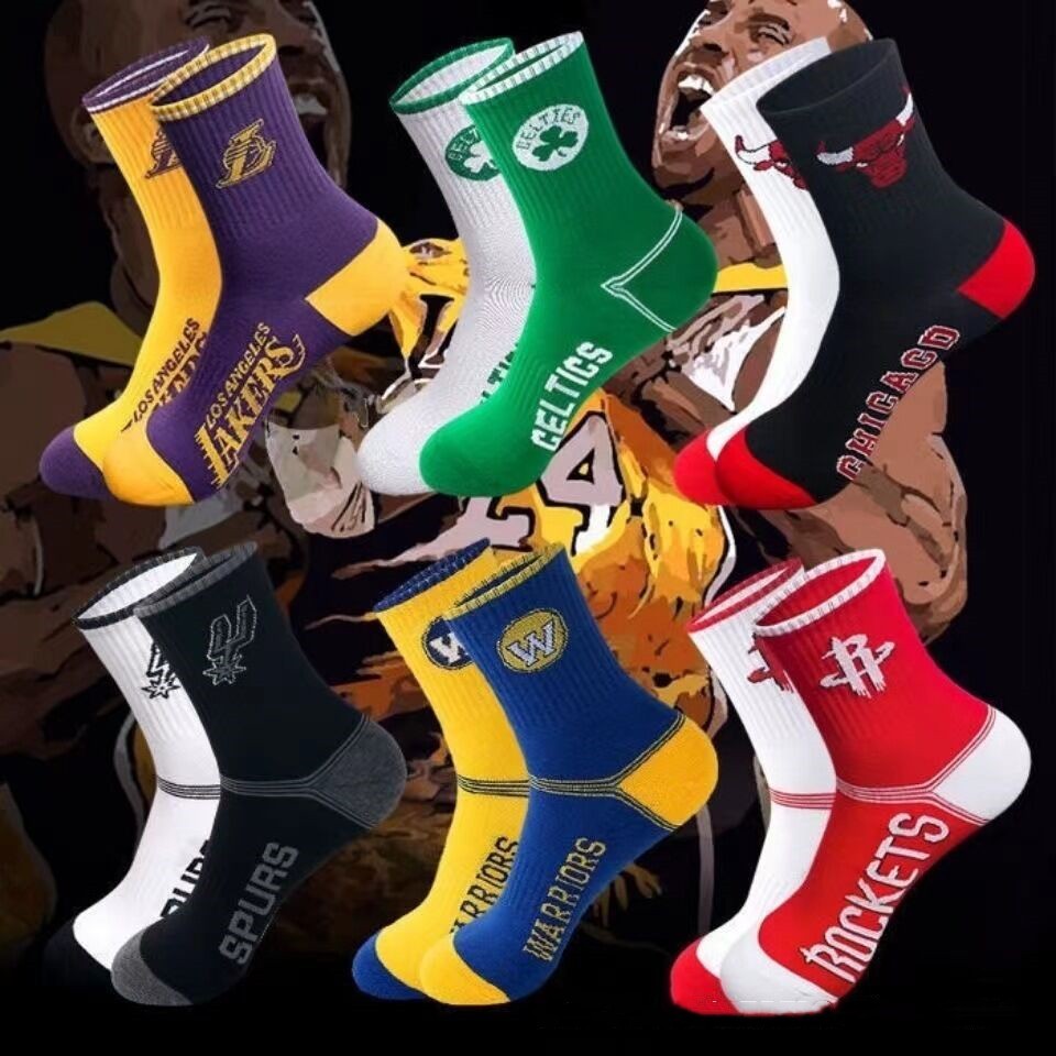 Mid Cut Sports Socks NBA Teams LOGO Basketball Socks Iconic Ankle Socks ...