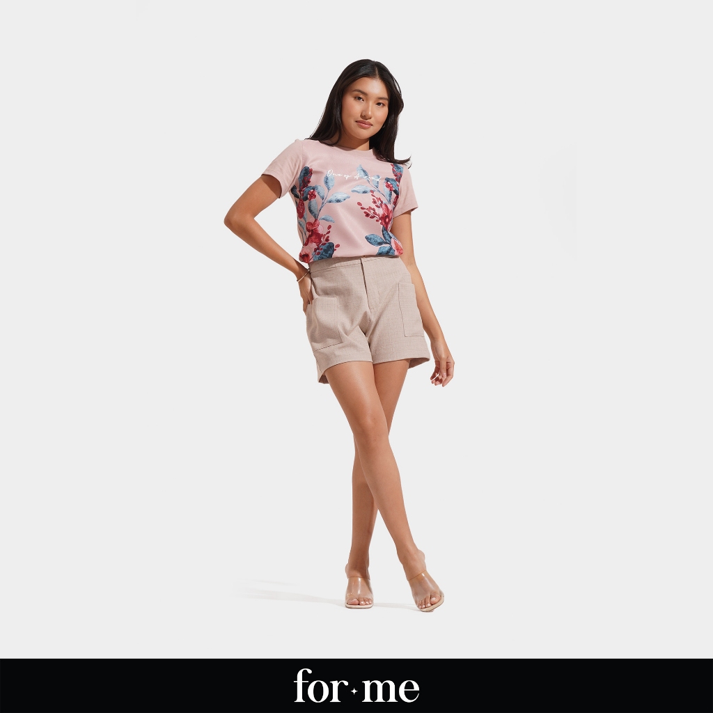 ForMe High Waisted Button Shorts for Women (Beige/Gray) | Shopee ...