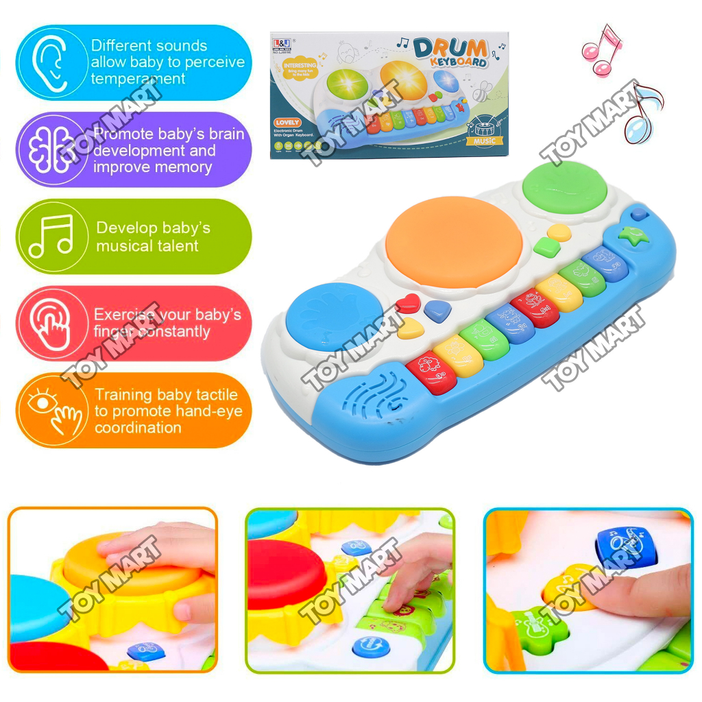 Toy Magic Electronic Drum Keyboard Musical Toy with Sounds & Light ...