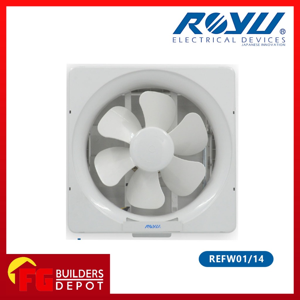 ROYU 14" inches Exhaust Fan Wall Mounted 9.5" Fan Blade Rust Proof Back