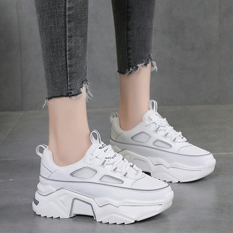 Dad s shoes heightening thick sole women s sports shoes versatile casual white shoes Shopee Philippines