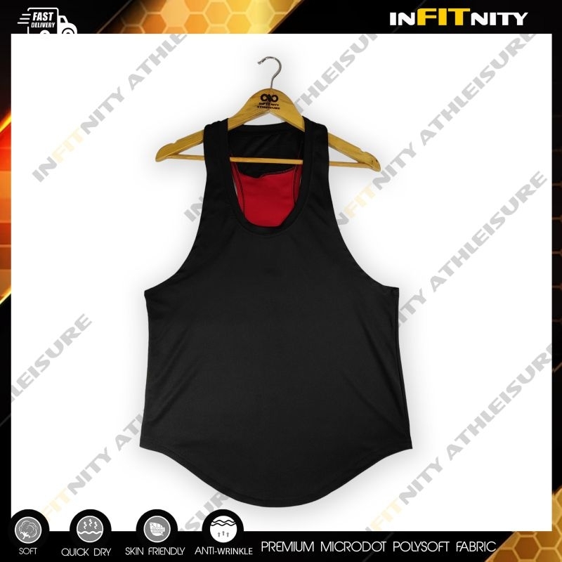 Stringer RacerBack TankTop CurvedHem Sando Premium Microdot DriFit ...