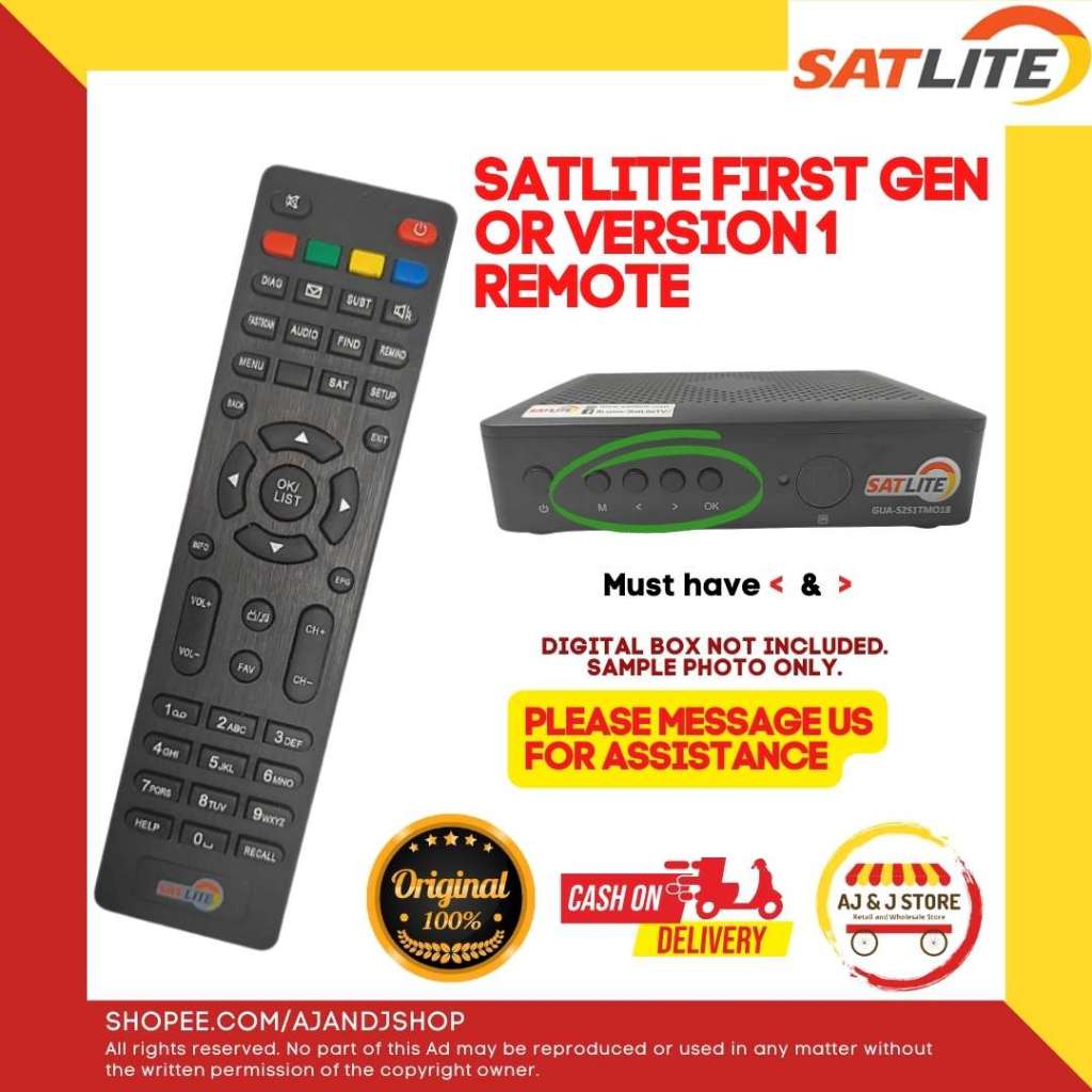 SATLITE SECOND GENERATION OR VERSION 2 REMOTE WITH FREE 2PCS BATTERIES ...