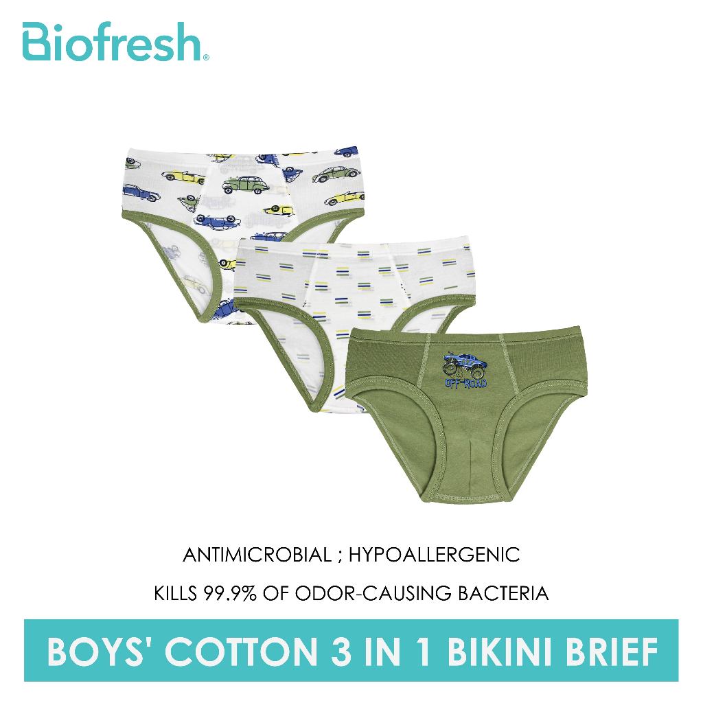 Biofresh Boys' Antimicrobial Cotton Bikini Briefs 3 pieces in a pack ...