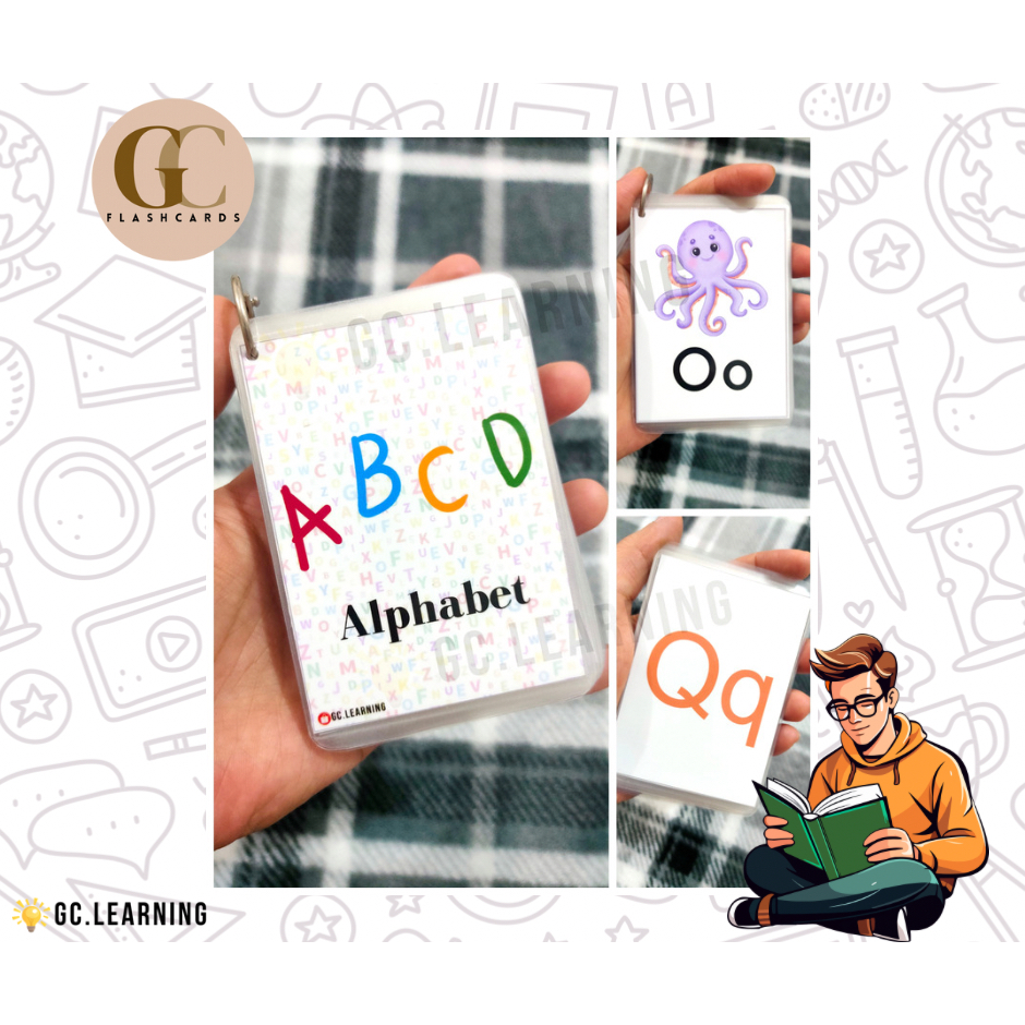 Alphabet Laminated Flashcards with metal ring bind Educational