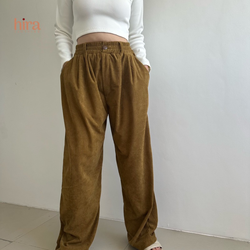 Hira Women Corduroy Cargo Pants Pocket Pants womenswear | Shopee ...