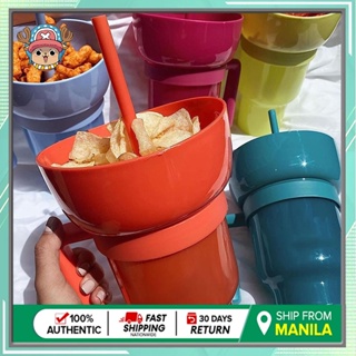 Snack Cup with Straw, 2 in 1 Cup Combo for Drink Snack Bowl
