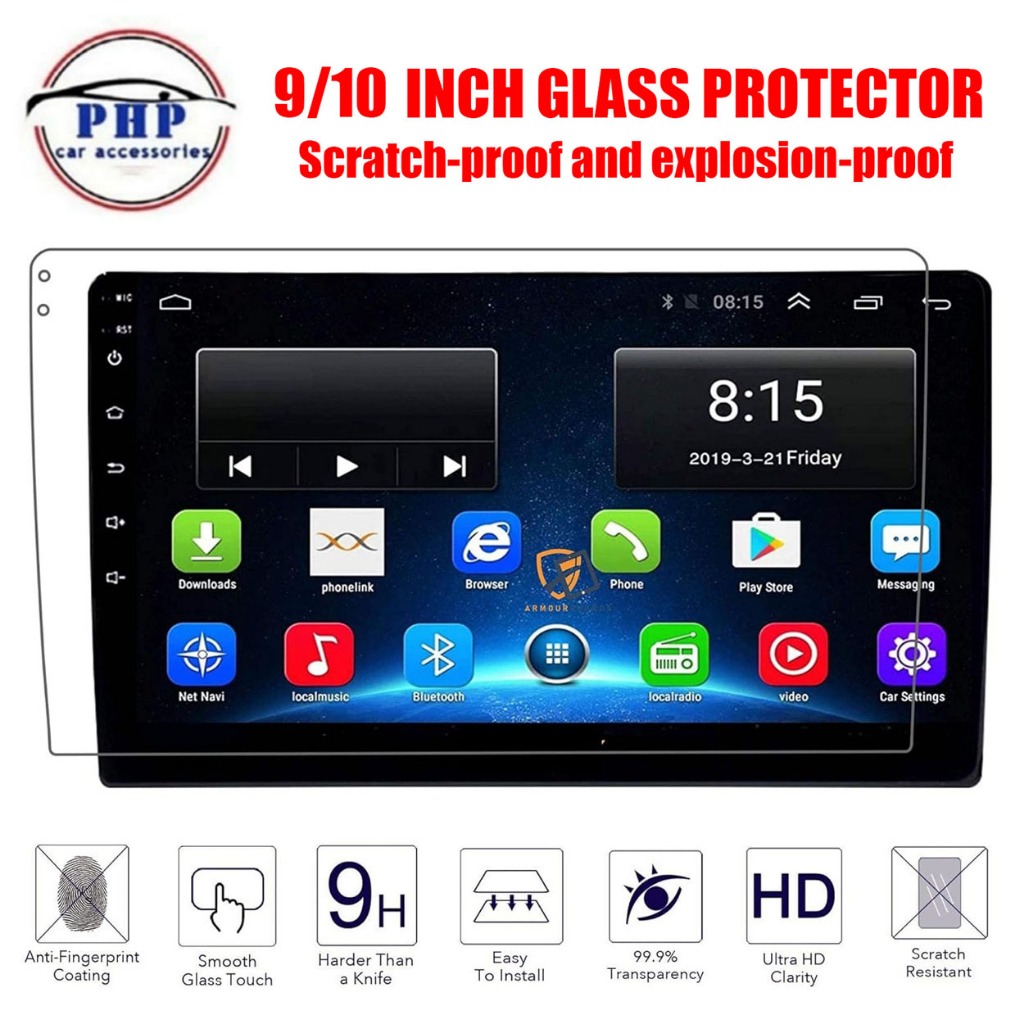 Android Car Stereo Screen Protector 9/10 inches for Head Unit Clear ...