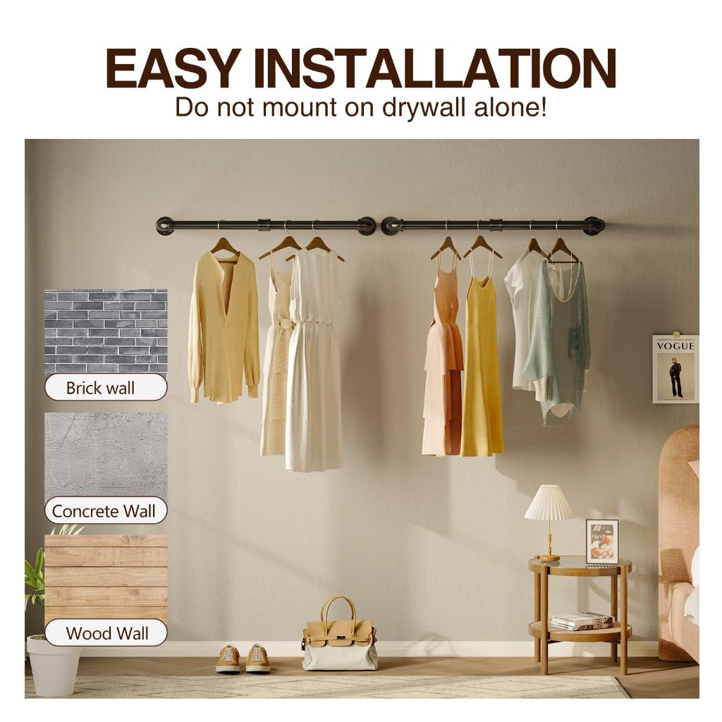 Wall Hanger Clothes Rack Metal Multi-purpose Hanging Rod Organizer Rack ...