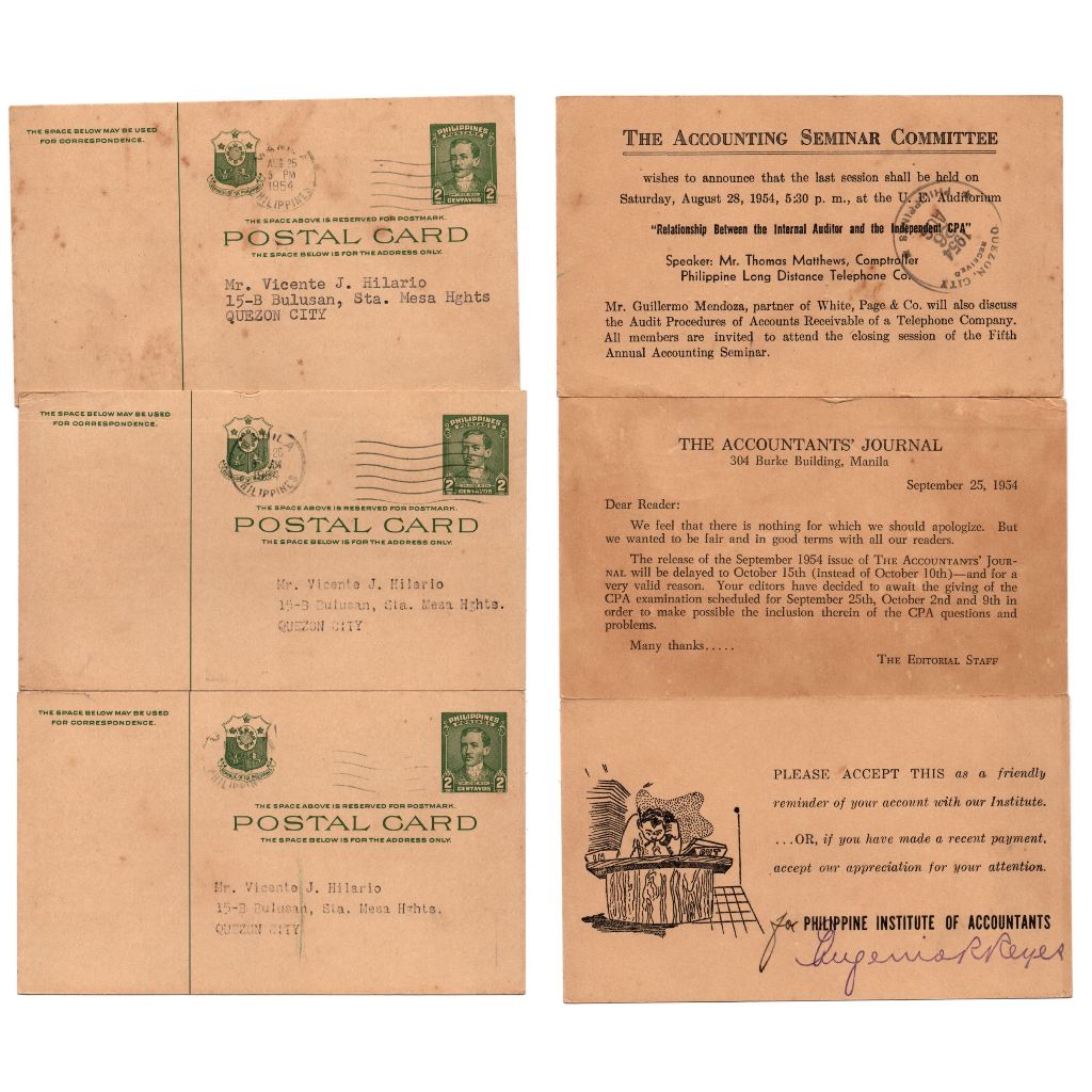 1954 Private Advertising Logo On 2c Green Rizal Postcards Unique ...