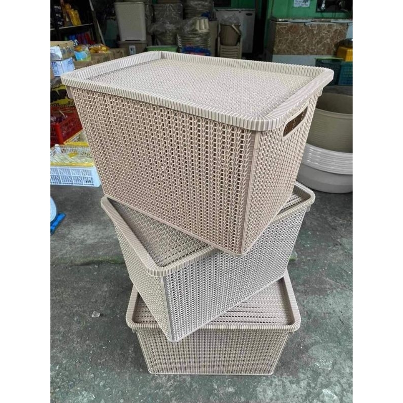 Brown Rattan storage box XL | Shopee Philippines