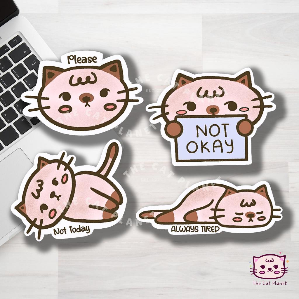 4 pcs Siamese Cat Stickers by The Cat Planet - Cute Laptop Die cut ...