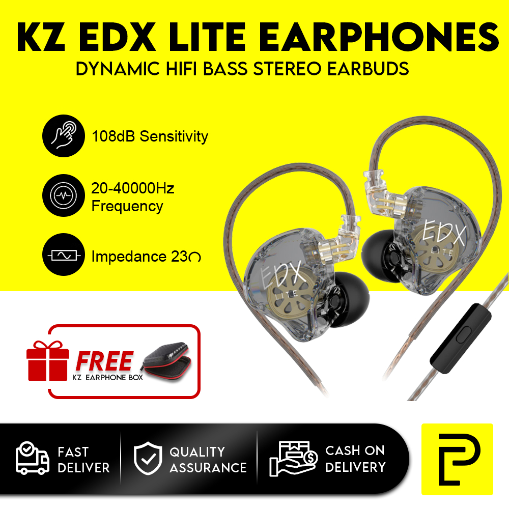 KZ EDX Lite Earphones Dynamic HiFi Bass Stereo Earbuds In Ear Monitor