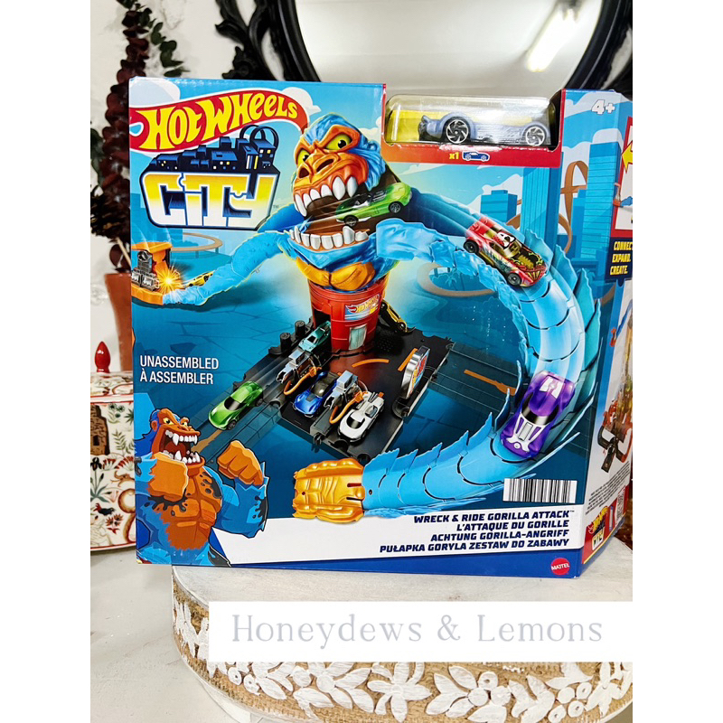 Hot Wheels Toy Car Track Set City Wreck & Ride Gorilla Attack Playset 3.3Ft Long Track Shopee