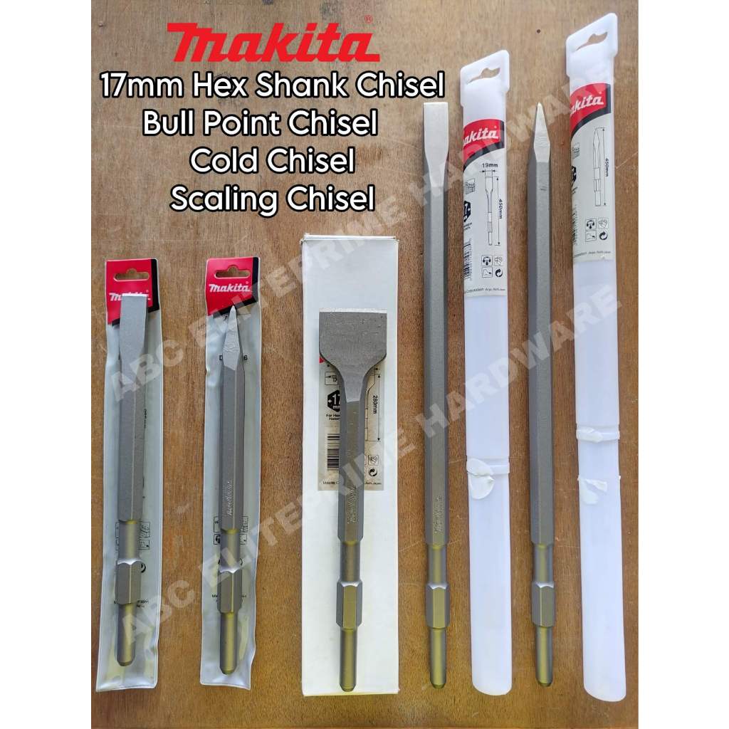 Makita 17mm Hexagonal Shank Bull Point Chisel for Demolition Hammers / Chipping Gun Shopee