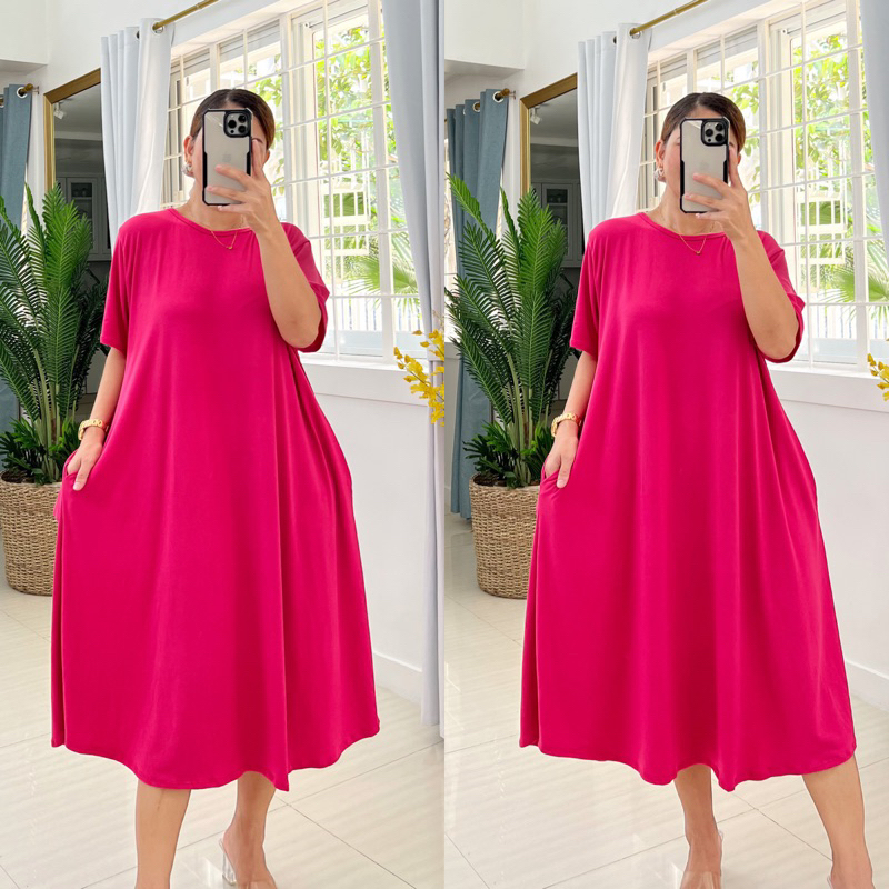 PLUS SIZE 2XL 3XL LILY MIDI ALINE DRESS Cotton Spandex Shopee Philippines