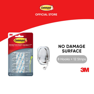 3M Command Clear Cord Clips Medium Wire Clips Hooks Strong Hold 17301 4  Clips 5 Strips Per Pack, 2-Pack 