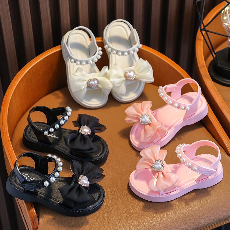 BigboxPH Kids Fashion Ribbon Bow Pearl Sandals for Girls 1-10 Years Old ...