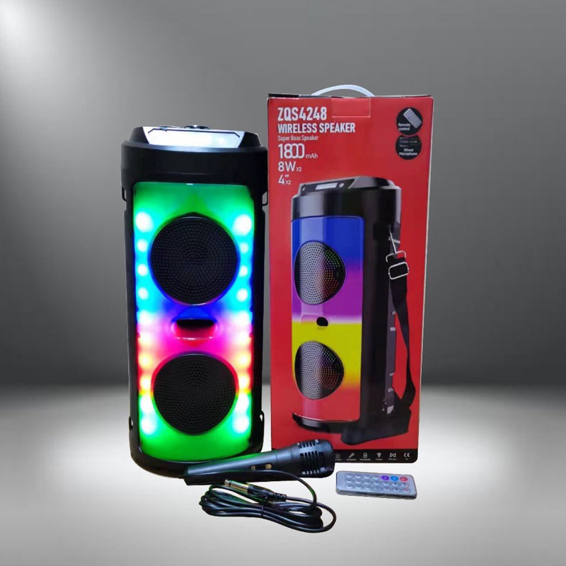 ZQS-4248 4X2 inch Karaoke Portable Bluetooth speaker LED light Super ...