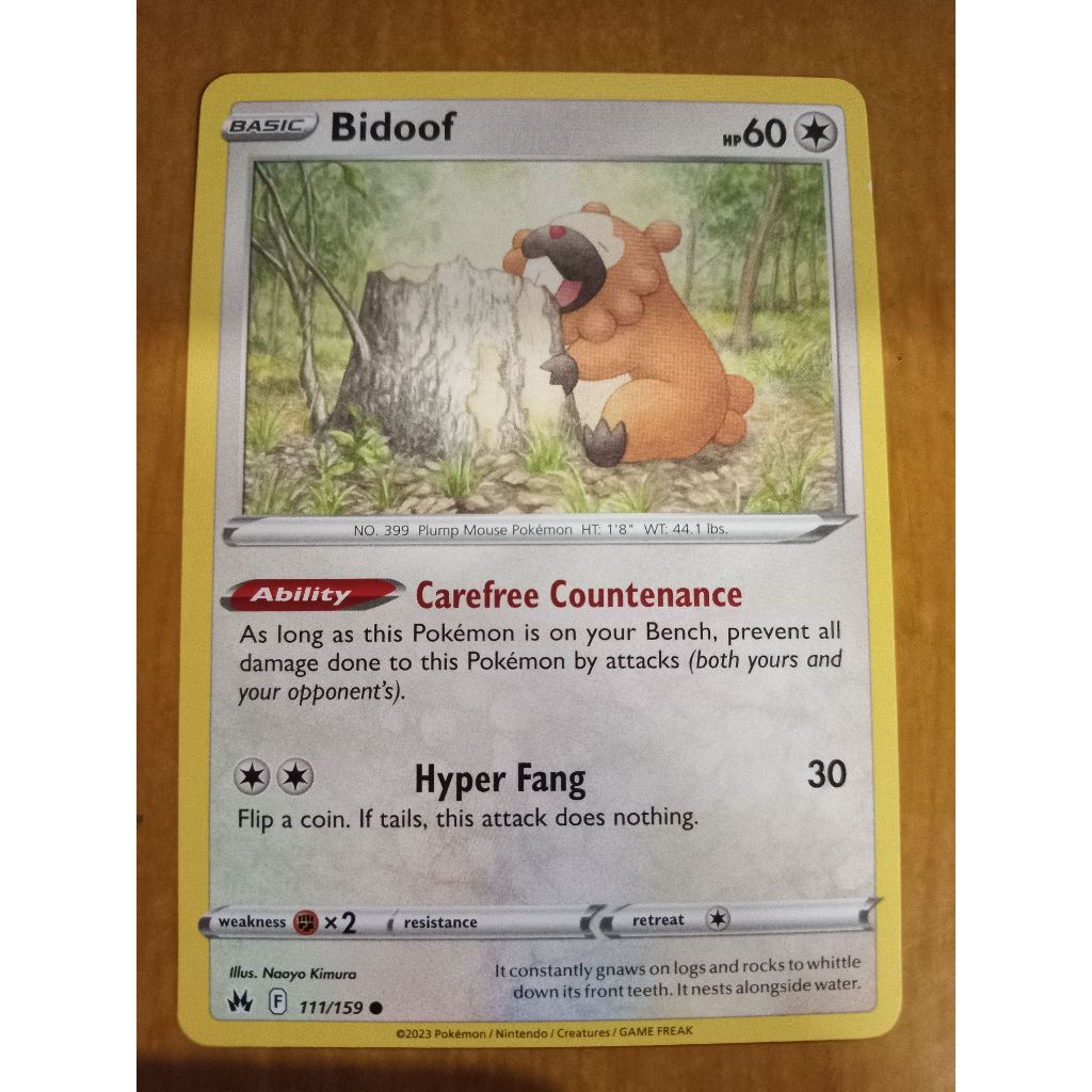 Bidoof - 111/159 - Common Pokemon TCG Standard English Crown Zenith ...