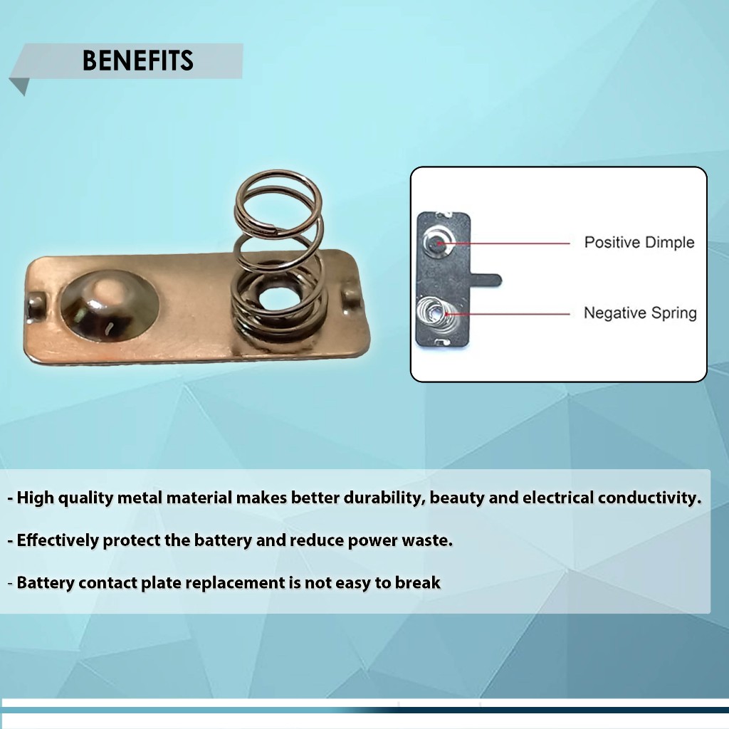 BATTERY SPRING CONTACT PLATE REPLACEMENT METAL 9x21mm, BEST FOR AAA ...