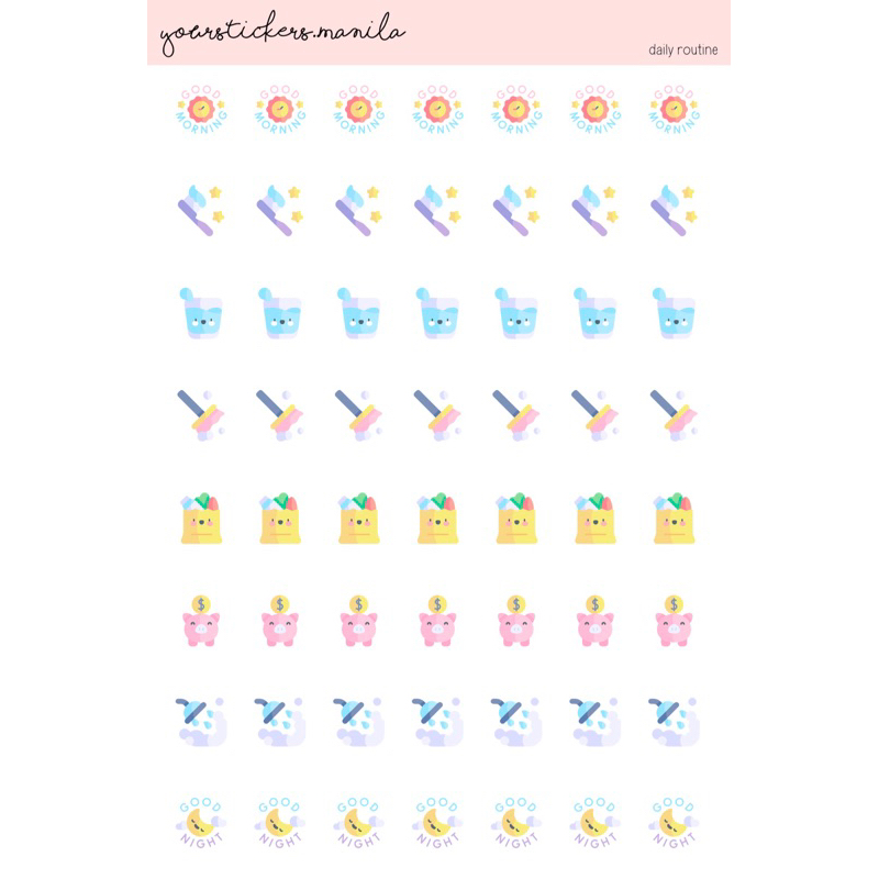 Planner [colored icons] Stickers - Daily Routine | Shopee Philippines