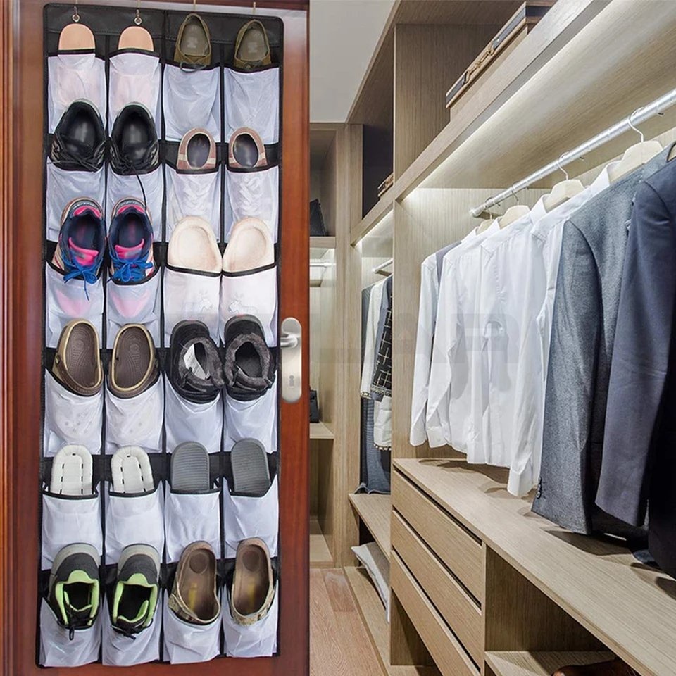 Storage Wall Mounted Large Over 24 Pocket Hanging Shoe Rack Organizer ...
